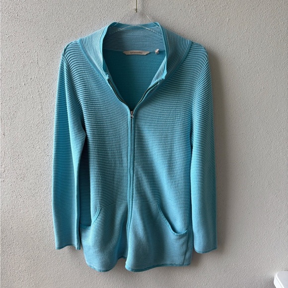Soft Surroundings Ribbed Full Front Zip Pockets Size M Sweater Jacket Cozy Soft - Picture 1 of 13